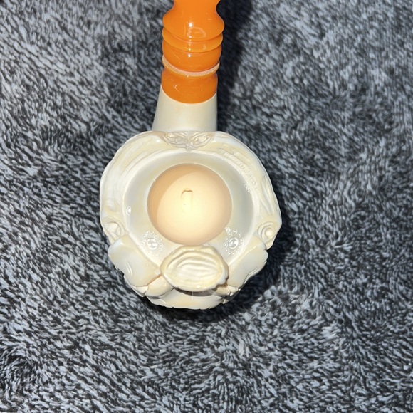 HAND CARVED MEERSCHAUM PIPE GREEN MAN / PIRATE VINTAGE WITH CUSTOM CASE. - Picture 10 of 17